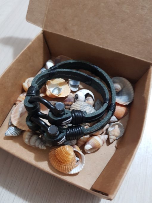 Bratara din piele naturala Wild-bracelets, neagra - imagine 5