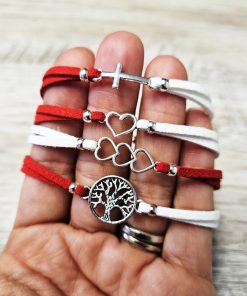 Alternative view of Martisor Bratara Copacul vietii, din piele intoarsa eco lucrata manual by Wild Bracelets