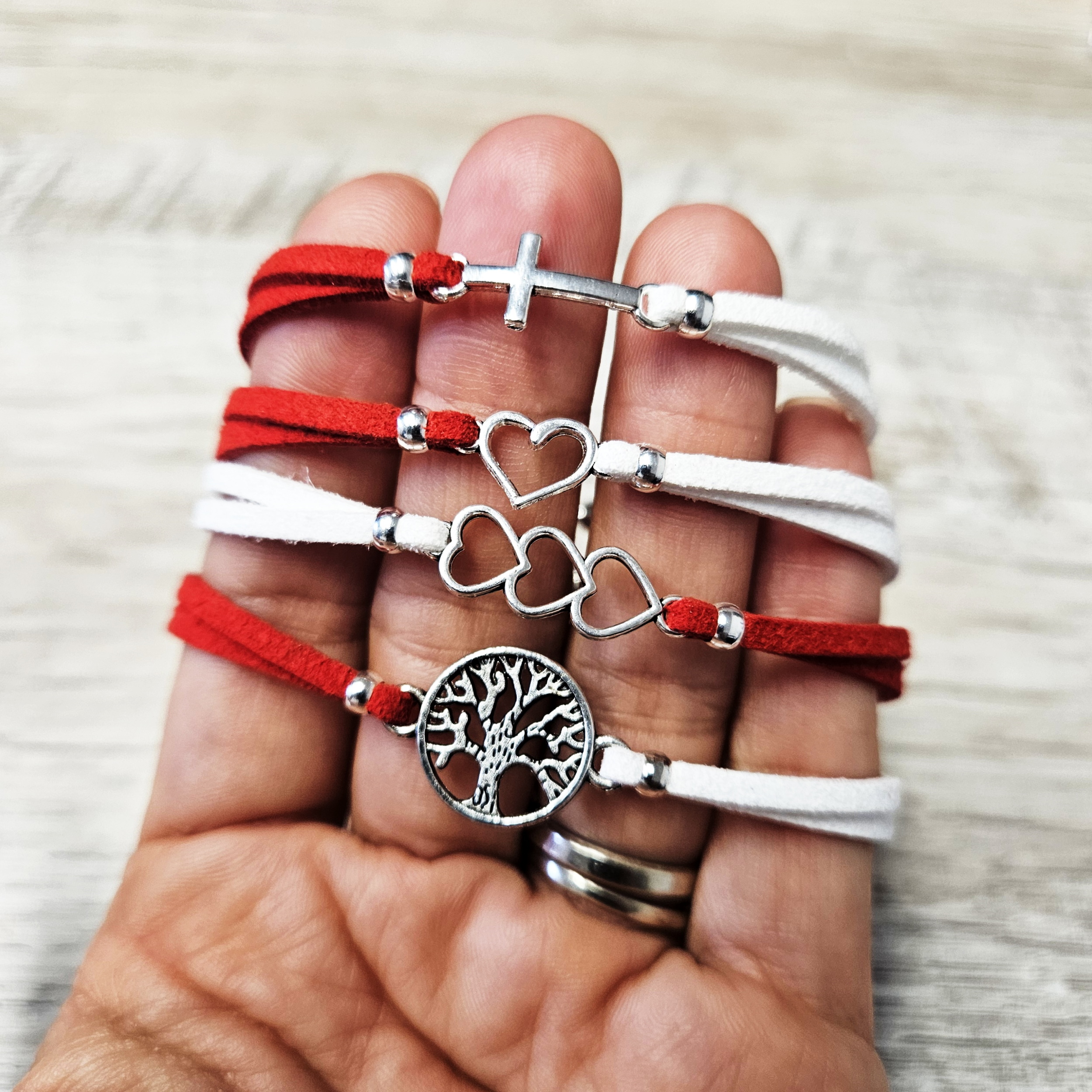 Martisor Bratara Copacul vietii, din piele intoarsa eco lucrata manual by Wild Bracelets - imagine 2