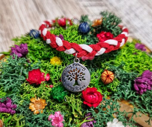 Martisor Bratara Copacul vietii my family, din piele intoarsa eco impletita lucrata manual by Wild Bracelets - imagine 2