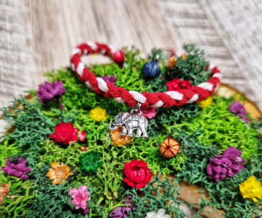 Martisor Bratara Elefantel, din piele intoarsa eco impletita lucrata manual by Wild Bracelets - imagine 2