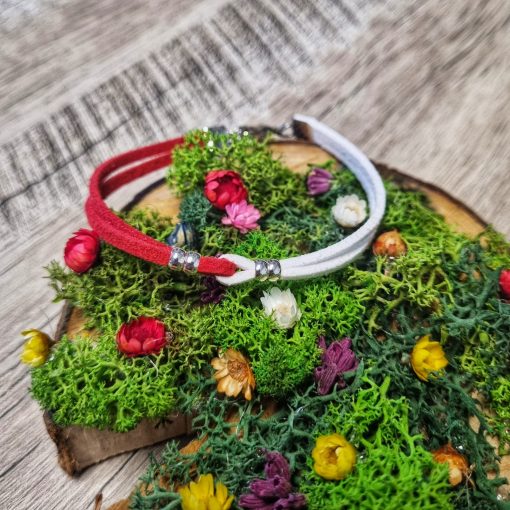 Martisor Bratara prieteniei/iubirii cu bilute argintii, din piele intoarsa eco lucrata manual by Wild Bracelets - imagine 2