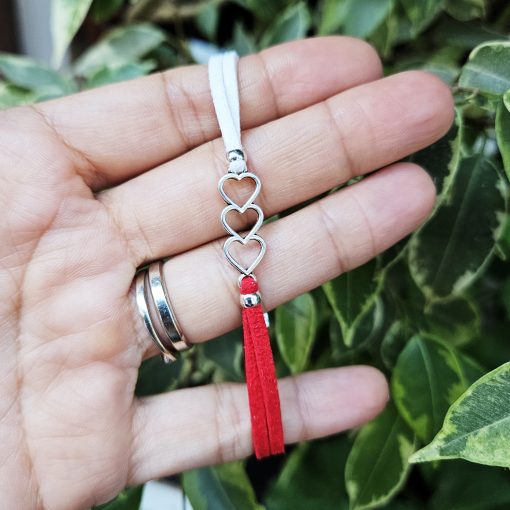 Martisor Bratara 3 Inimioare, din piele intoarsa eco lucrata manual by Wild Bracelets - imagine 2