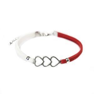 Martisor Bratara 3 Inimioare, din piele intoarsa eco lucrata manual by Wild Bracelets