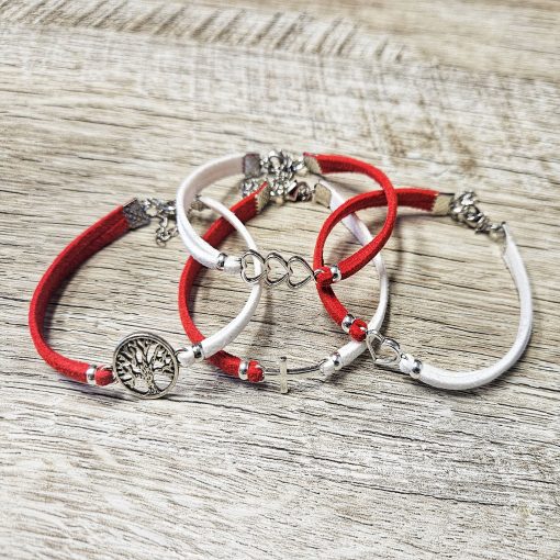 Martisor Bratara 3 Inimioare, din piele intoarsa eco lucrata manual by Wild Bracelets - imagine 9
