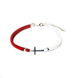 Martisor Bratara Cruciulita, din piele intoarsa eco lucrata manual by Wild Bracelets