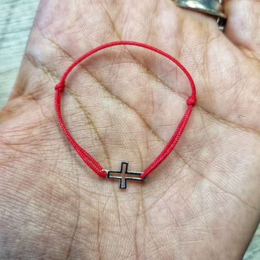 Bratara Bebe reglabila din Argint 925 cu charm cruciulita si snur rosu de matase - imagine 9