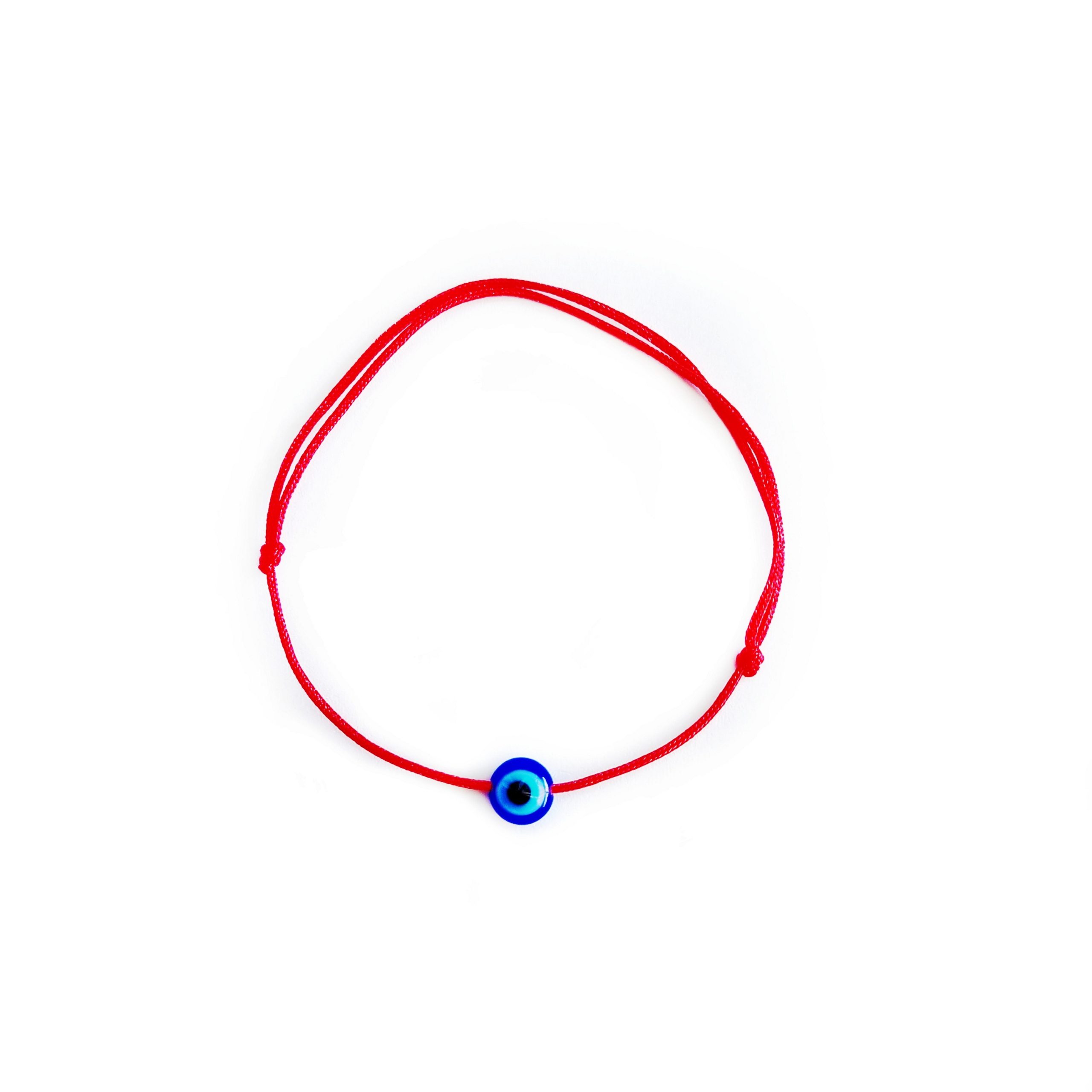 Bratara cu ochi de deochi plat, adult, reglabila din snur rosu de matase