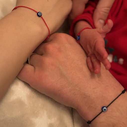 Bratara cu ochi de deochi plat, adult, Wild bracelets, reglabila din snur negru de matase - imagine 6