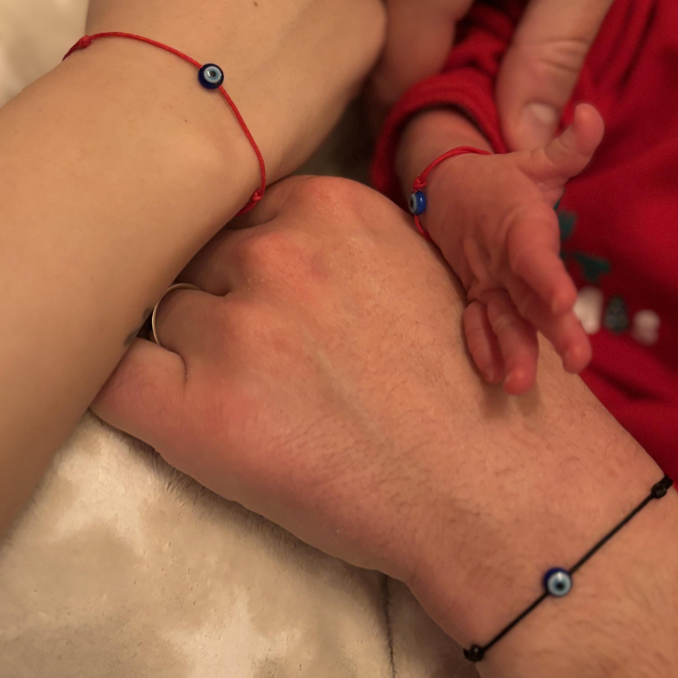 Bratara cu ochi de deochi plat, adult, reglabila din snur rosu de matase - imagine 5