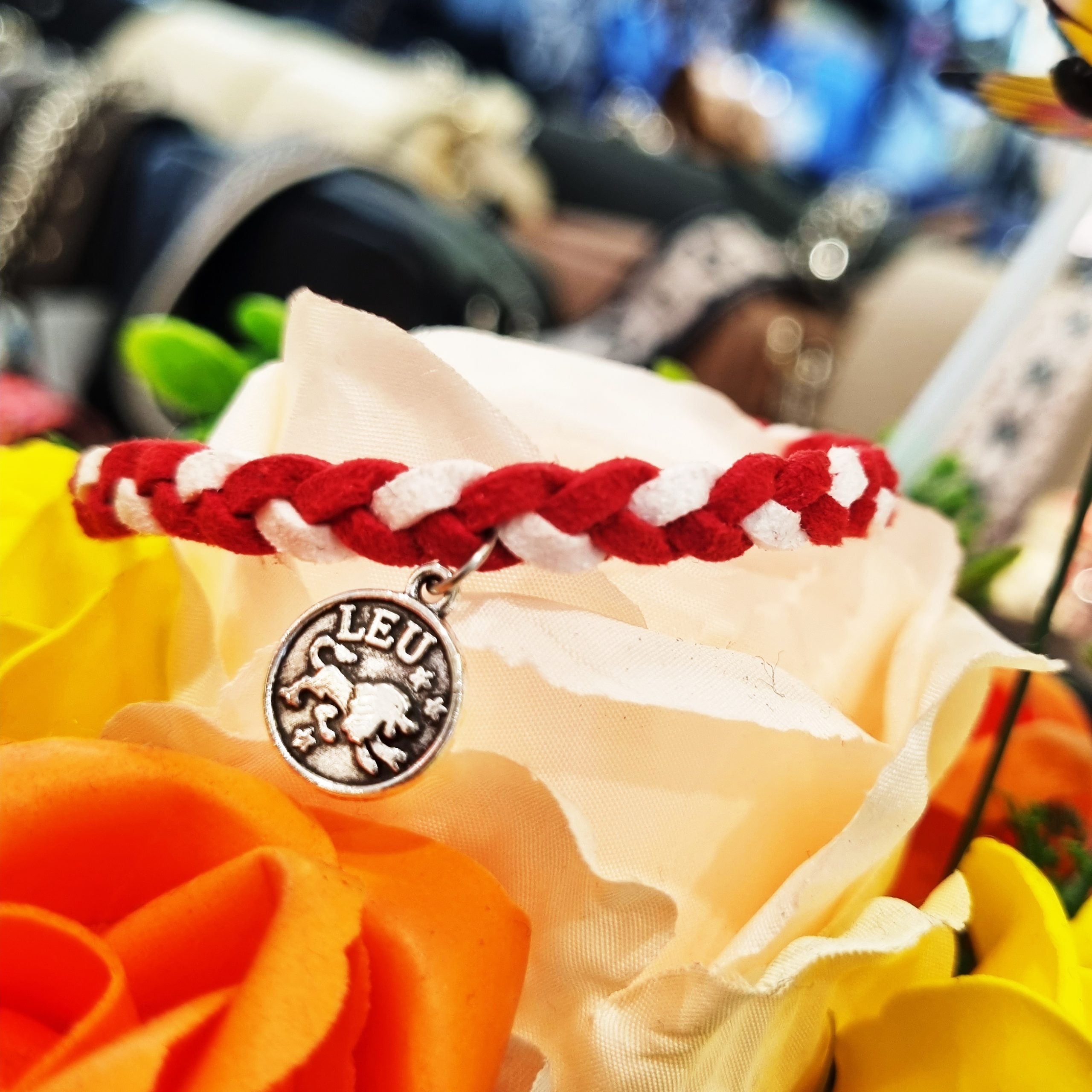 Martisor Bratara Zodia Leu, din piele intoarsa eco impletita lucrata manual by Wild Bracelets - imagine 2