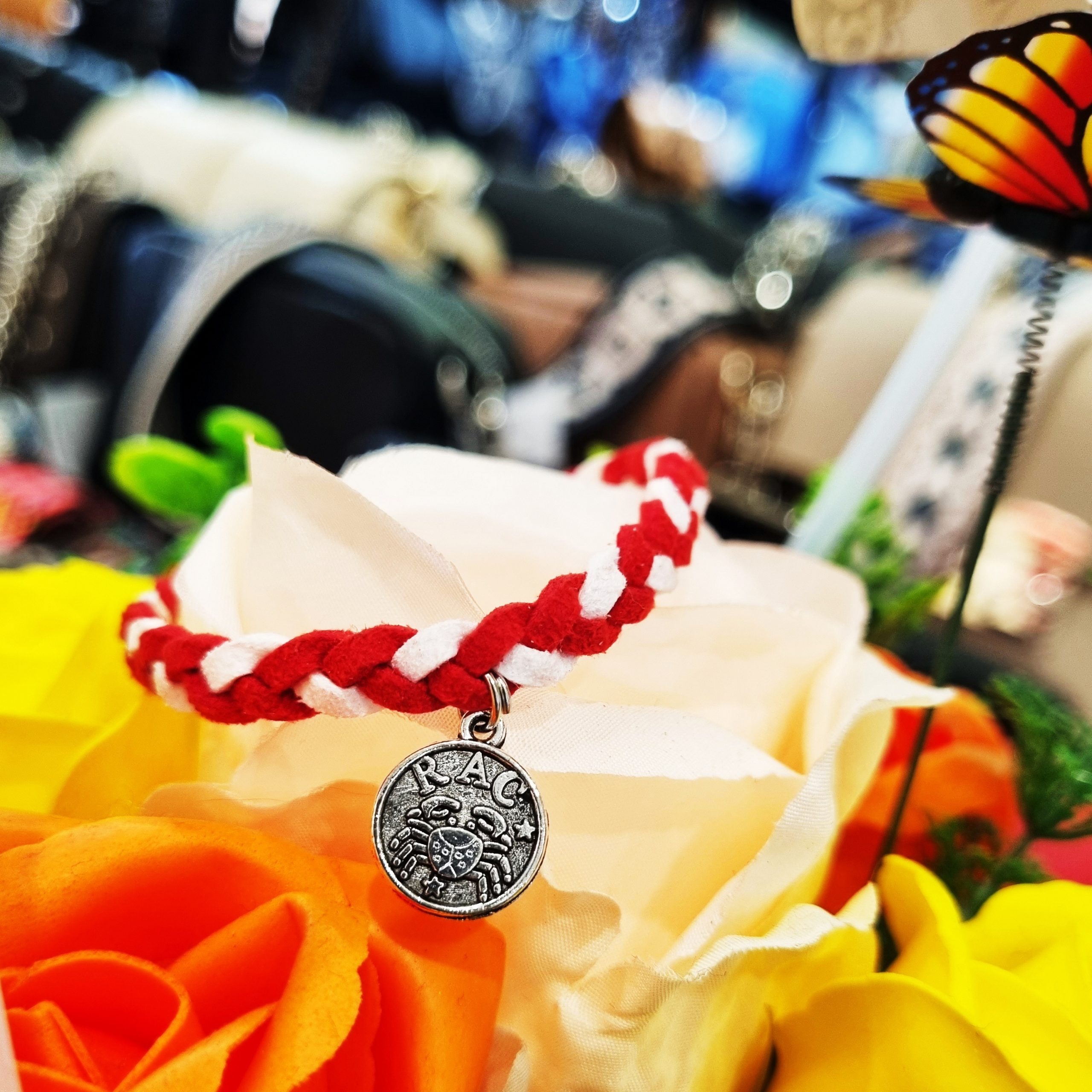 Martisor Bratara Zodia Rac, din piele intoarsa eco impletita lucrata manual by Wild Bracelets - imagine 2