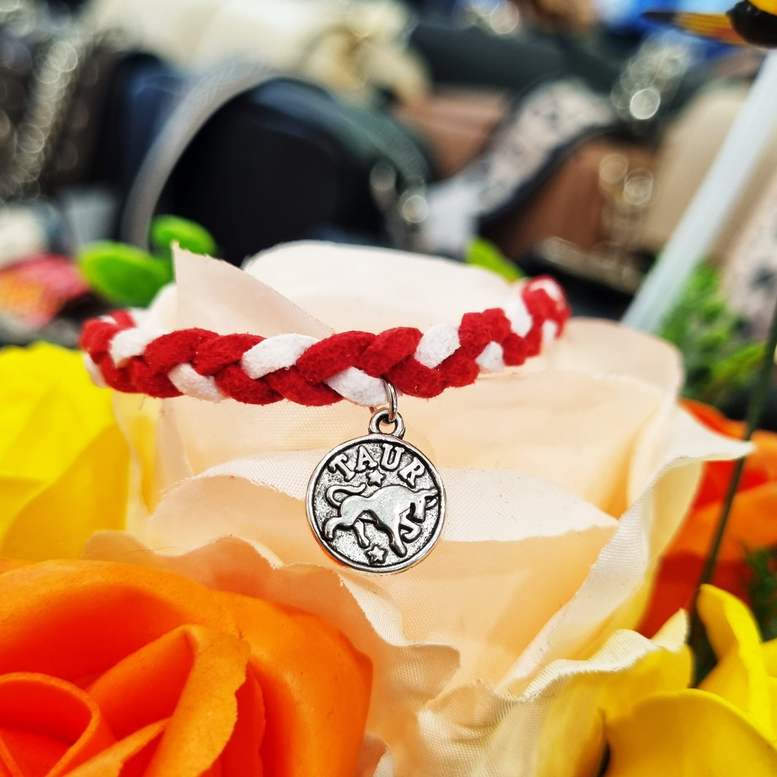 Martisor Bratara Zodia Taur, din piele intoarsa eco impletita lucrata manual by Wild Bracelets - imagine 2