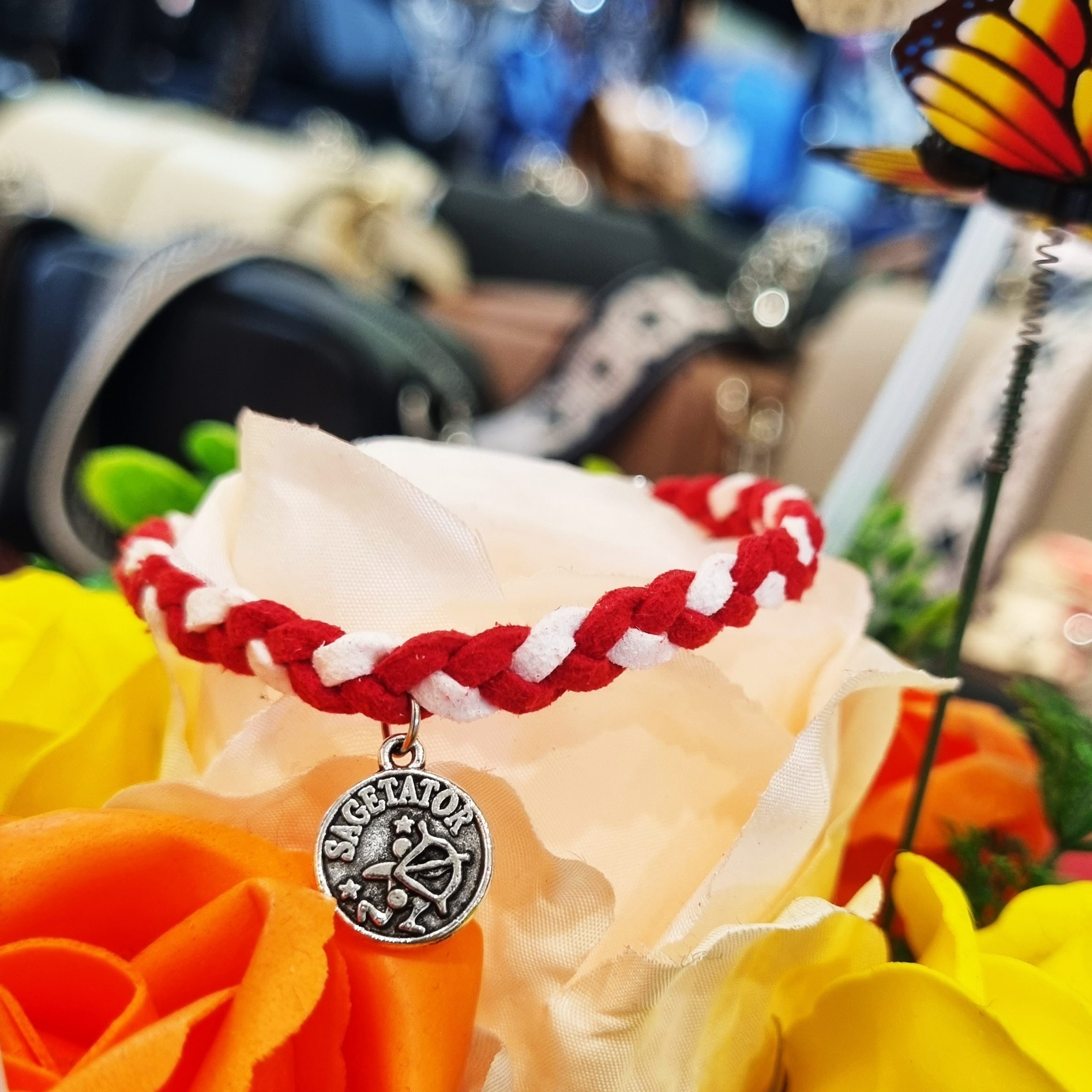 Martisor Bratara Zodia Sagetator, din piele intoarsa eco impletita lucrata manual by Wild Bracelets - imagine 2